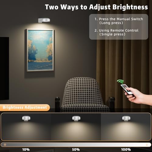 3 Pcs Picture Lights, Rechargeable Battery Operated Dimmable 3-Color Wall Light - Image 7