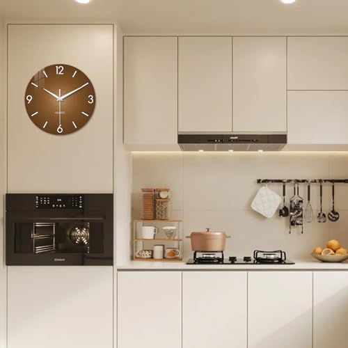 XFM Modern Glass Wall Clock for Living Room 16 Inch Brown - Image 5
