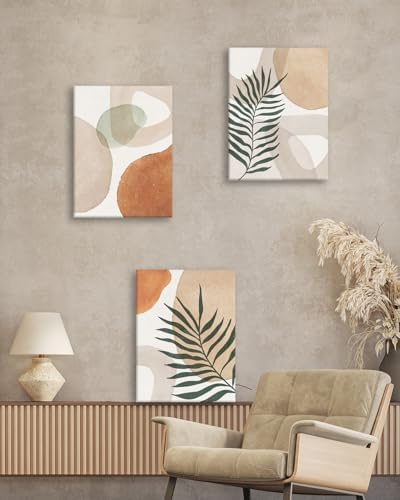 HesenDot Abstract Botanical Wall Art Set of 3, 40x60CM Neutral Plant Framed - Image 6