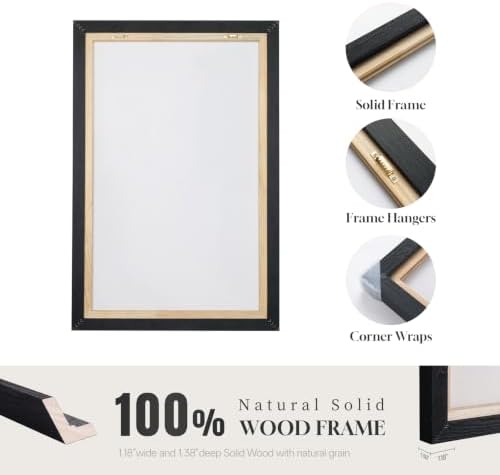 Extra Large Framed Black and White Neutral Abstract Wall Art Vertical 40x60 - Image 6