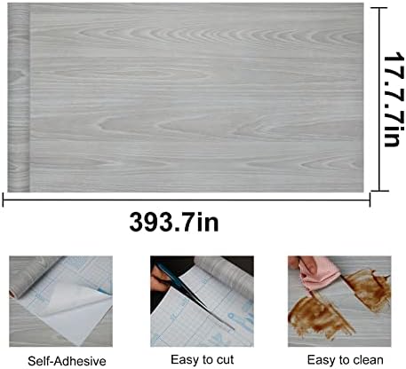 Grey Wood Contact Paper Waterproof Wallpaper Peel and Stick Modern - Image 4