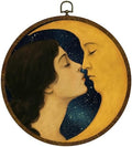 KLYTINK Retro Celestial Decor, Romantic Moon and Young Girl Round Wall Art by KLYTINK