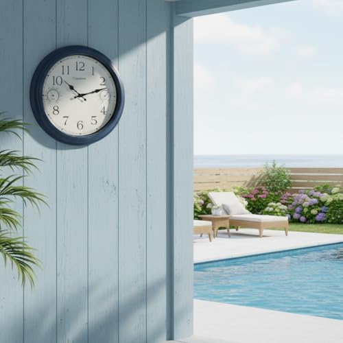 Crosstime 16" Indoor Outdoor Retro Wall Clock Battery Operated Silent - Image 2