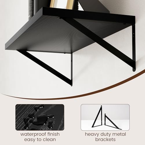 Axeman Deep Floating Shelves Black- 24 Inch Wide x 12 Inch Deep Wall Shelves - Image 5