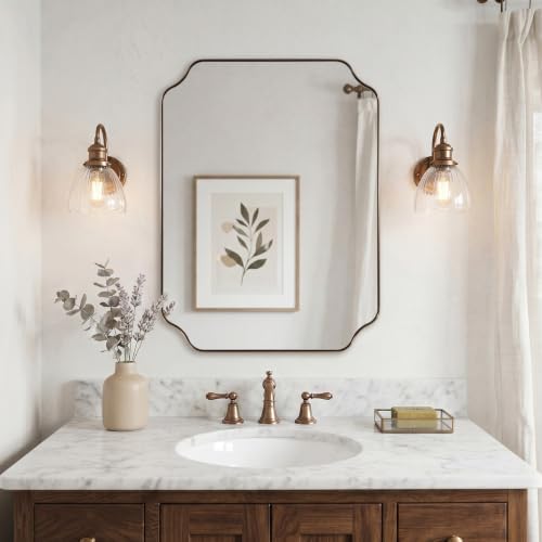 ANDY STAR 24X32 Inch Champagne Bronze Scalloped Mirror by ANDYSTAR