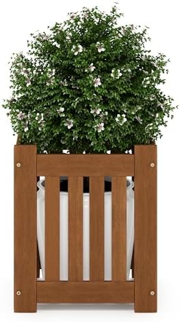 Furinno TIOMAN Planter Box, Hardwood Flower Box, Cube Garden Box, in Teak Oil - Image 4