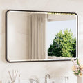 TETOTE Black Vanity Mirror for Bathroom 40 x 24 Beveled Edge Tempered Glass by TETOTE