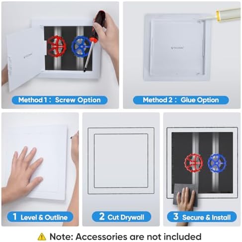 TICONN 12" x 12" Access Panel for Drywall, ABS Wall Hole Cover, Access Door - Image 6