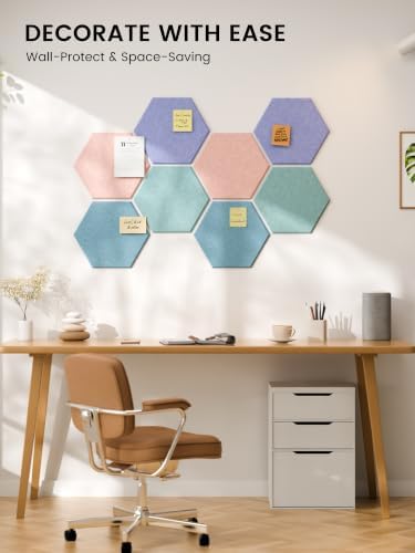 Fluxynara 8-Pack Hexagon Felt Bulletin Board Tiles, Coastal Haze-1 - Image 6