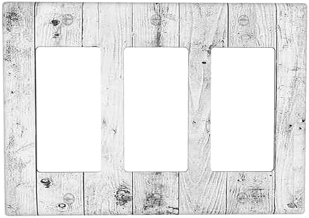 Light Switch Covers Rustic White Grey Wood Grain 3 Gang Rocker Electrical GFCI by Lightswitchcovers