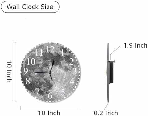 Moon Wall Clock 10 Inch Battery Operated Clock Silent Non-Ticking Modern Clocks - Image 2