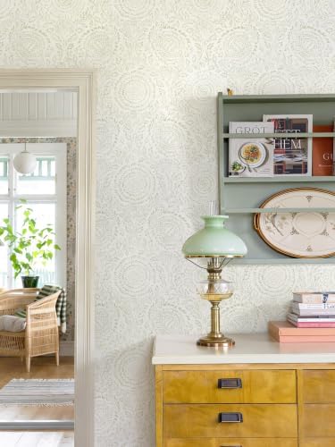 Ismoon Green Peel and Stick Wallpaper Boho Floral Contact Paper 17.3x78.7in - Image 2