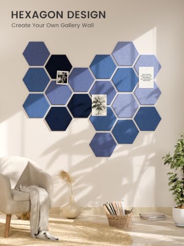 Fluxynara 12-Pack Hexagon Felt Bulletin Board Tiles, Denim Mist-1 - Image 7