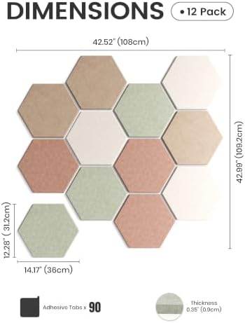 Fluxynara Extra Large 12-Pack Felt Bulletin Board Tiles - Image 2