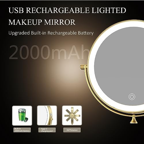 9" Wall Mounted Lighted Makeup Mirror, Oval Base - Image 6