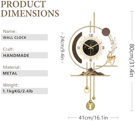 Modern Wall Clock for Living Room, Large Gold Decorative Wall Clock - Image 7
