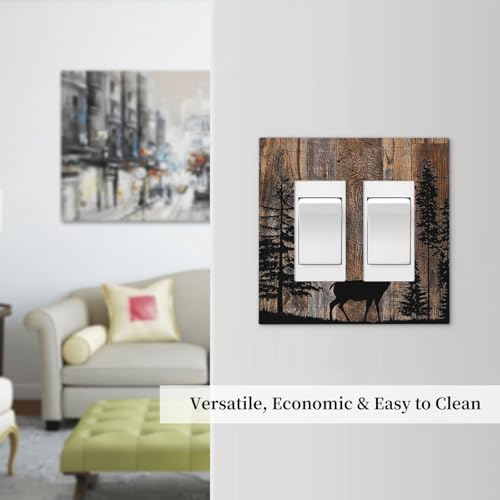 Decorative Outlet Covers Rustic Forest Antler Elk Deer Silhouettes Animals Wood - Image 7