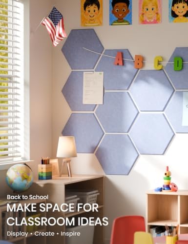 Fluxynara 12-Pack Hexagon Felt Bulletin Board Tiles, Soft Periwinkle - Image 5