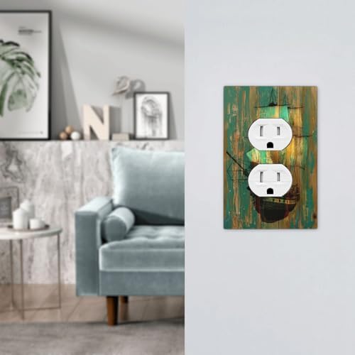 Outlet Covers Rustic Green Wood Grain Sailboat 1 Gang Duplex Light Switch Cover - Image 7