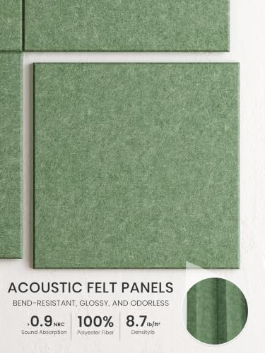 Bumusty 48"x 36" Large Felt Bulletin Board Tiles, Botanical Green - Image 3
