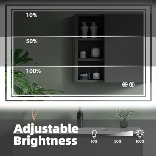 COLMERD 48 x 28'' LED Mirror for Bathroom, Anti-Fogging, 3 Colors dimmable - Image 5