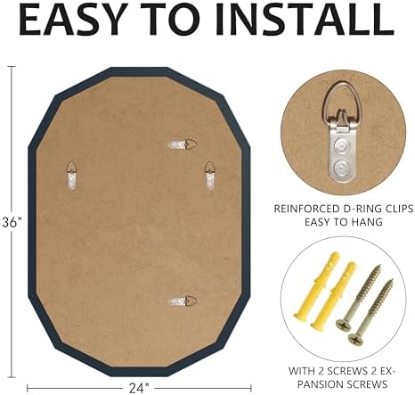 24" x 36" Silver Oval Bathroom Mirror Beveled Edge Frameless Mirrors - Image 5