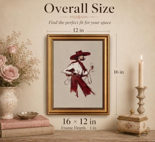 Gold Framed 3D Textured Wall Art, Modern Western Burgundy Fashion Pictures Decor - Image 4