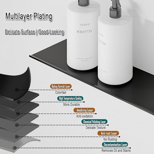 HNVNER Metal Floating Shelves Set of 2, Small Adhesive Wall Shelf - Image 7