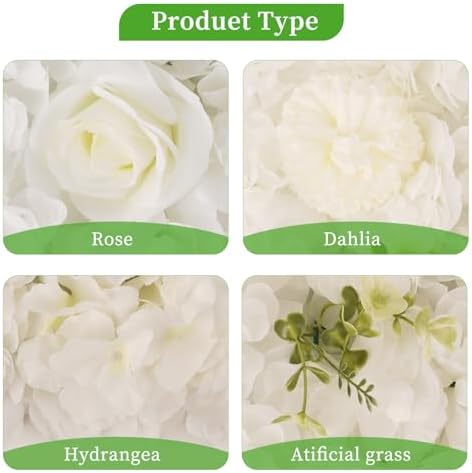3D Flower Wall Backdrop 12 Pcs 15×15 Inch White Dahlia - Image 4