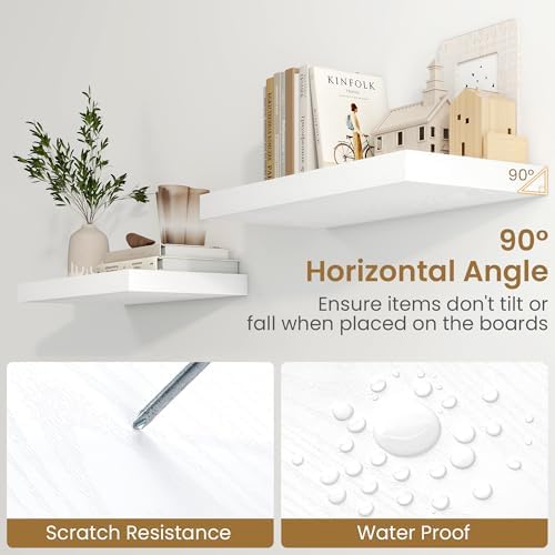 Fun Memories White Floating Shelves 24 Inch Long, 9.3 Inch Deep Floating Shelf - Image 5