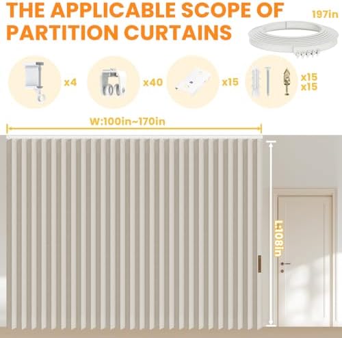 Room Divider Curtain Sets with Flexible Ceiling Track, Privacy Soundproof - Image 3