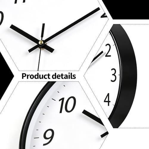 SIN&MI Wall Clock 12 Inch LCD Display Number Frame Glass Cover Non-Ticking - Image 3