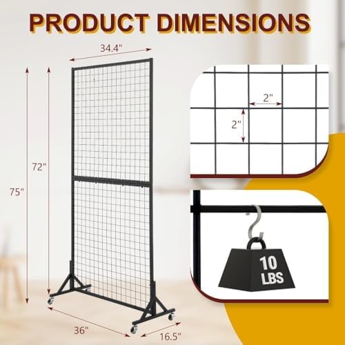 2 Packs 3' x 6' Grid Wall Panels Standing Wire Grid, Sturdy Display Rack - Image 3