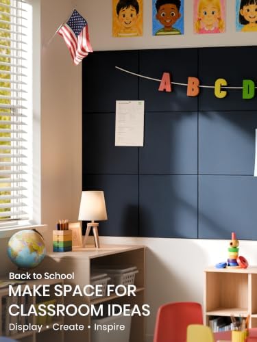 Bumusty 48"x 36" Large Felt Bulletin Board Tiles, Carbon Blue - Image 5