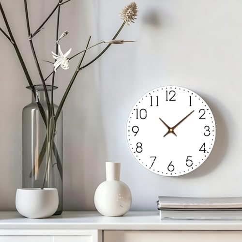 10 Inch Wall Clock Battery Operated, Modern Silent Clocks Wooden - Image 2