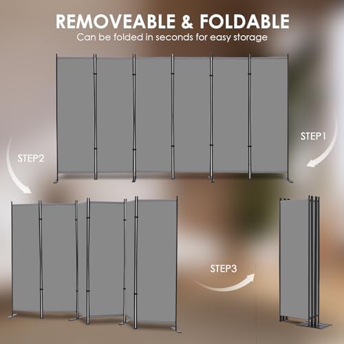 RANTILA 6 Panel Room Divider, 6 FT Folding Privacy Screen - Image 4