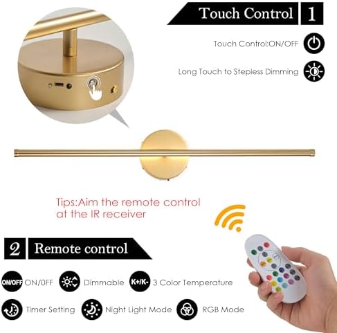 KARTOOSH Battery Operated Wall Sconces Set of Two Wireless Wall Lights - Image 4