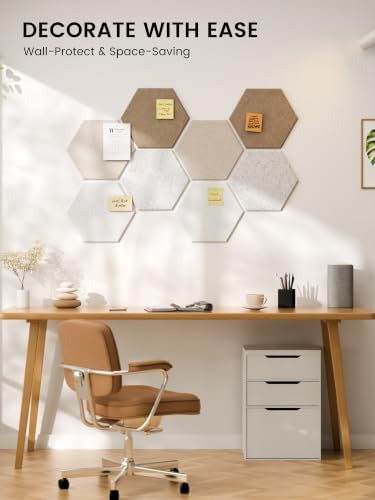 Fluxynara 8-Pack Hexagon Felt Bulletin Board Tiles, Stone Beige-1 - Image 6