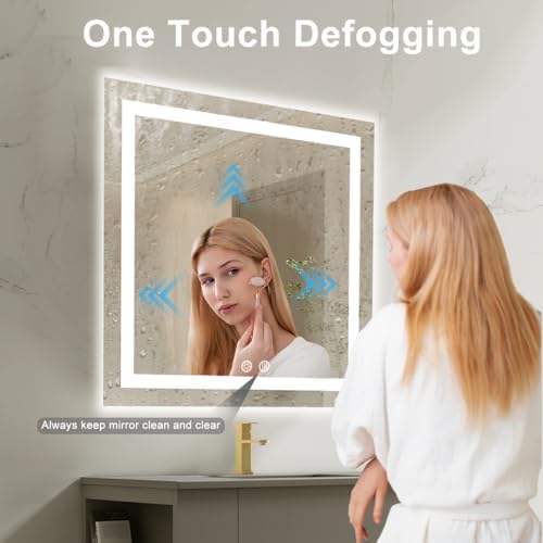 36 X 36 Inch Square LED Bathroom Vanity Mirror, 3 Colors Light Dimmable - Image 5