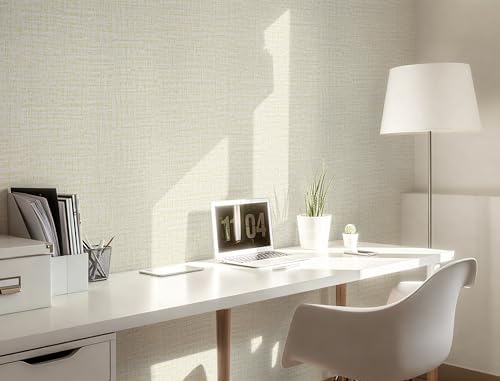 Guvana Grasscloth Peel and Stick Wallpaper Cream Textured Contact Paper Modern - Image 5