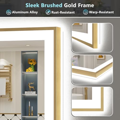 77x36 Gold LED Bathroom Mirror - Image 6