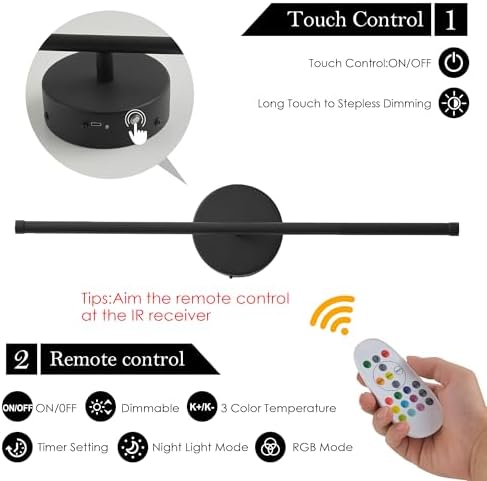 KARTOOSH Battery Operated Wall Sconces Set of Two Wireless Wall Lights - Image 4