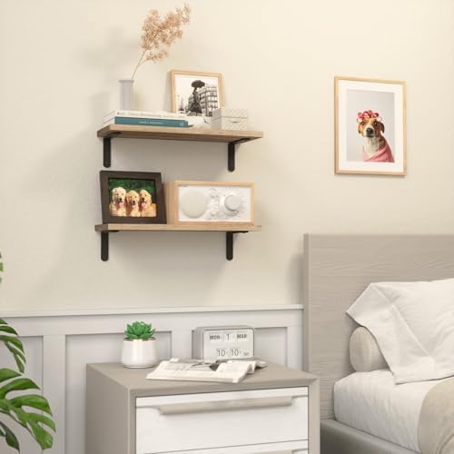 RICHER HOUSE Rustic Wood Floating Shelves, 2-Set Wall Mounted Shelves - Image 5
