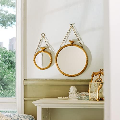 NIKKY HOME 6.7 Inch Decorative Small Hanging Mirrors Vintage Round Metal Framed - Image 3