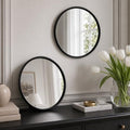 12"x12" Round Decorative Wall Mirror, 2 Pack Metal Framed Real Glass Mirror by OPULINEA