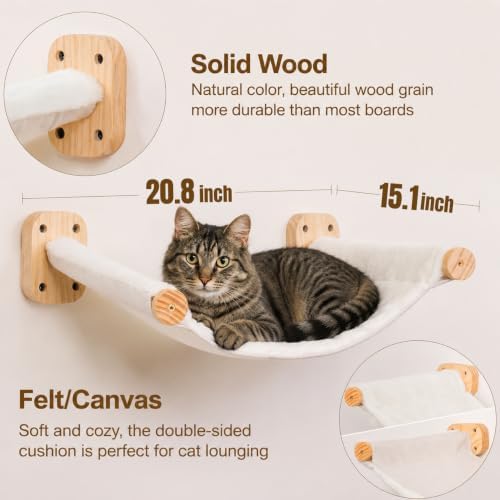 Cat Wall Hammock, Wall Mounted Reversible Plush-Canvas Bed - Image 2