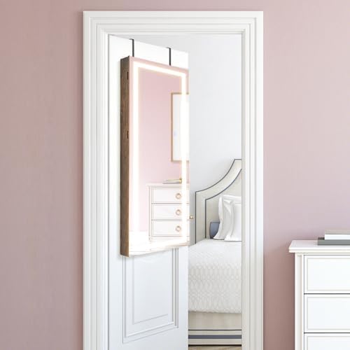 CHARMAID LED Mirror Jewelry Cabinet, Lockable Jewelry Armoire - Image 7