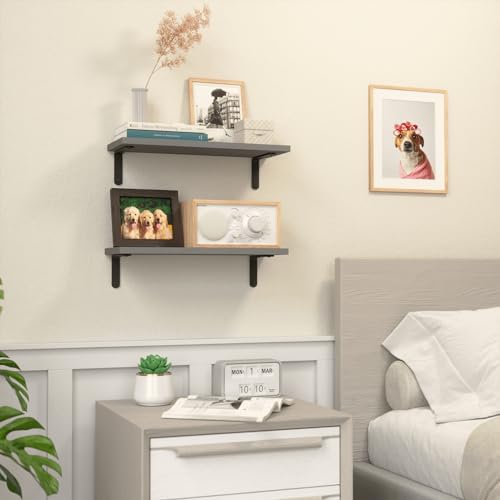 RICHER HOUSE Rustic Wood Floating Shelves, 2-Set Wall Mounted Shelves - Image 5