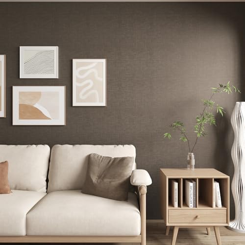 VaryStyle Luxury Brown Gold Grasscloth Peel and Stick Wallpaper Textured Grass - Image 3