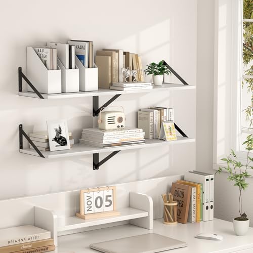 Heimlove 40W x 12D Deep Floating Shelves Set of 2 White - Image 6